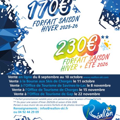 Vente en ligne des forfaits saison primeur domaine alpin - RÉALLON_Réallon