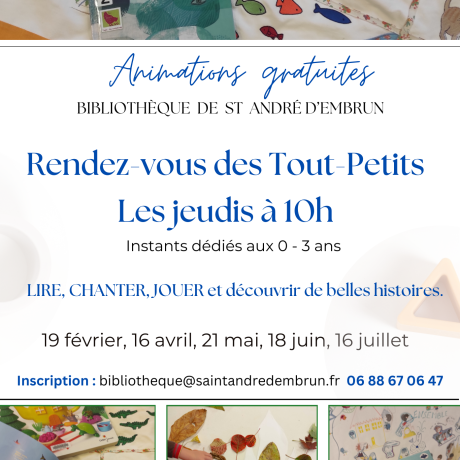 Rendez-vous des Tout-Petits - Rendez-vous des Tout-Petits - bibliothèque de St André d'Embrun